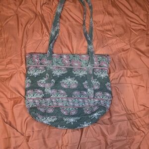 Vera Bradley Floral Tote in Gray and Pink